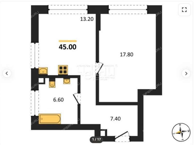однокомнатная квартира в новостройке на Черниговской улице