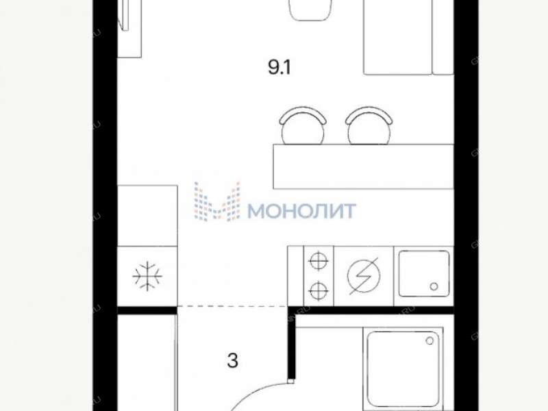 квартира-студия в новостройке на улице Небесная деревня Утечино