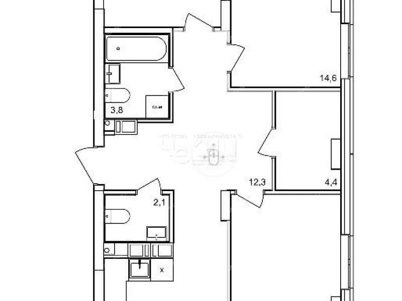 четырёхкомнатная квартира в новостройке примерно в 0,3 км на северо-восток от д.Анкудиновка, д.3 в ЖК КМ Анкудиновский парк деревня Анкудиновка