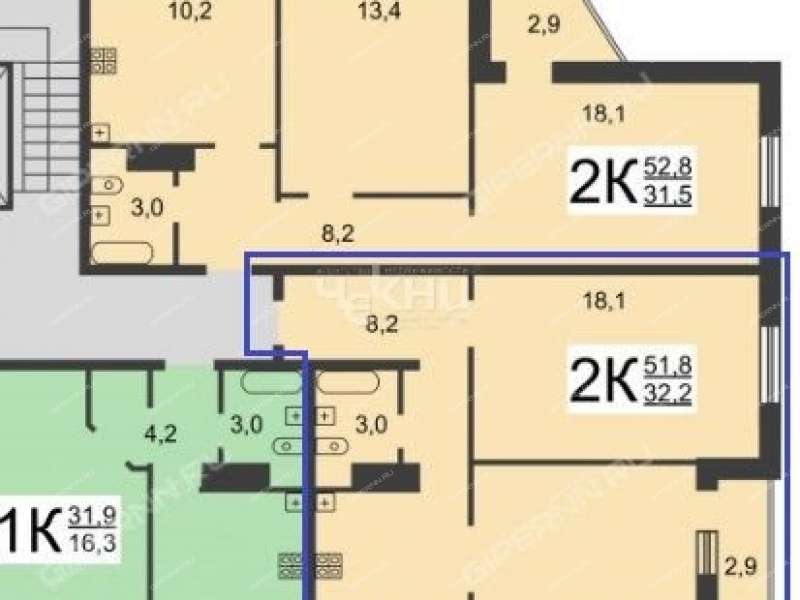 двухкомнатная квартира на проспекте Кораблестроителей дом 72