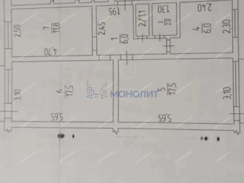трёхкомнатная квартира на Спортивной улице дом 62 город Семёнов