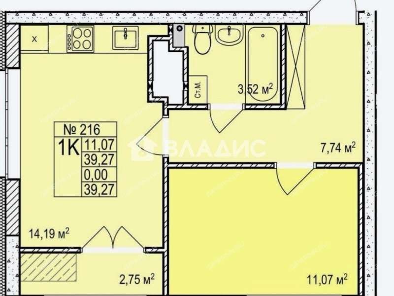 однокомнатная квартира на Комсомольской площади дом 4