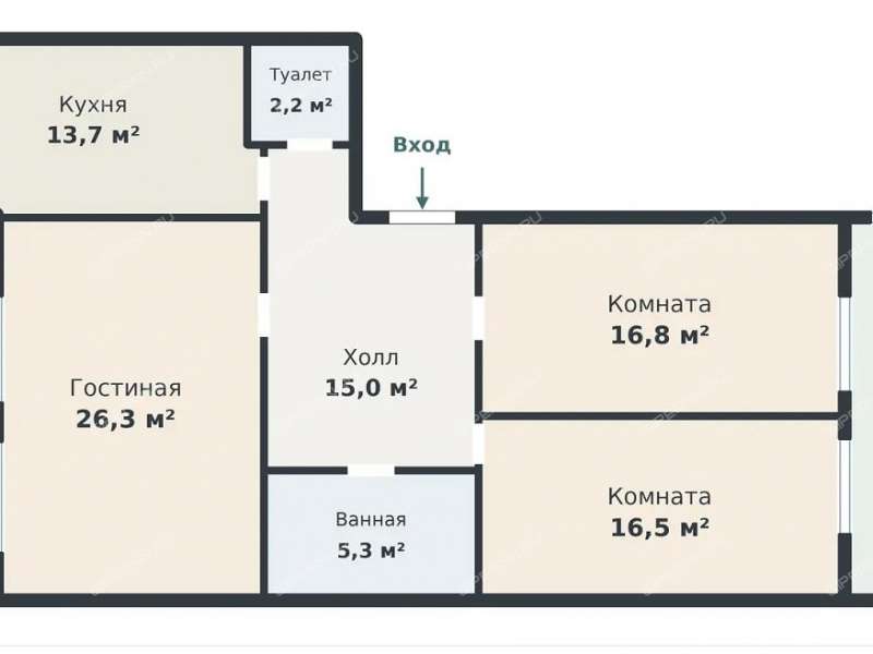 трёхкомнатная квартира на улице Минина дом 29