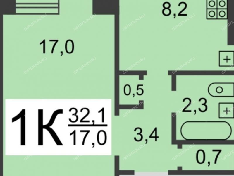 однокомнатная квартира на улице Строкина дом 16б