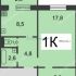 однокомнатная квартира на Казанском шоссе дом 23 к1